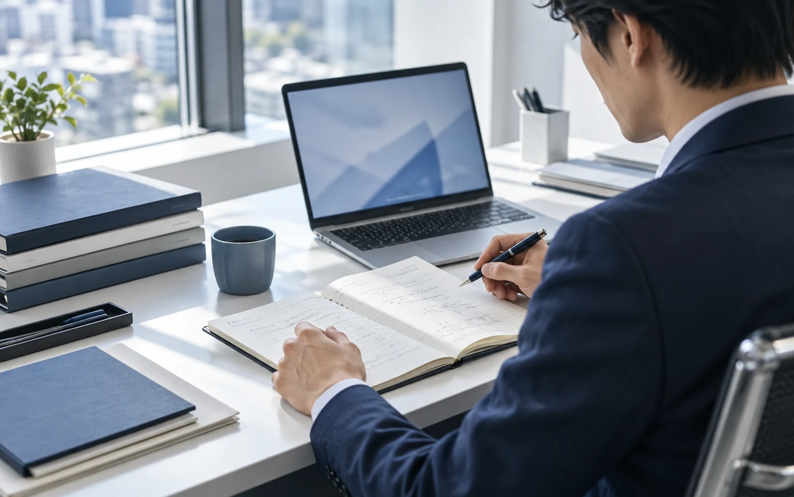 AI秘書を使い日々の業務を確認するオフィスのイメージ